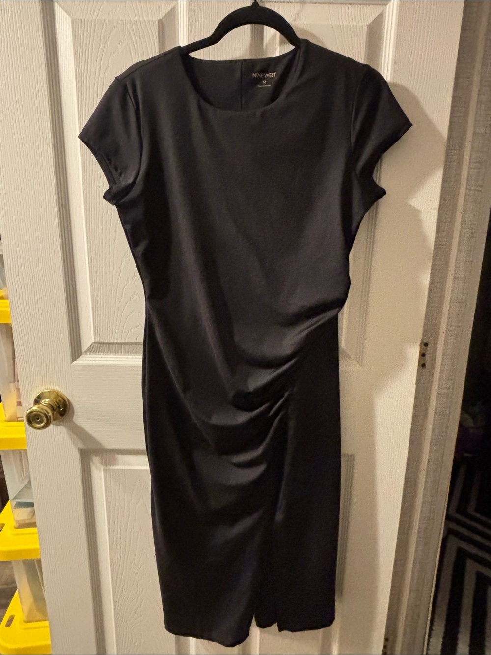 Nine West Black Short-Sleeve Midi Sheath Dress